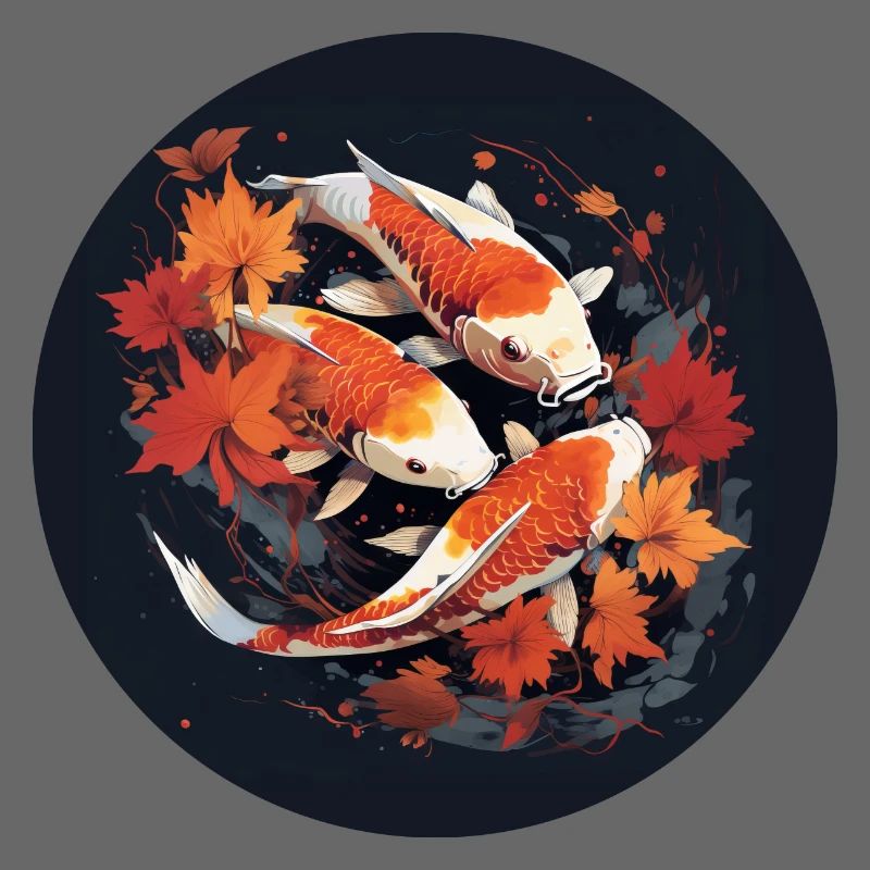 Koi Carp at Midnight: Night Pond Magic