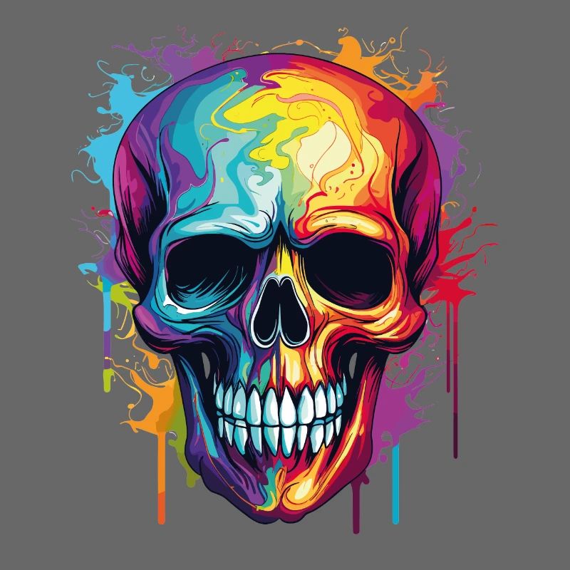 Psychedelischer Rainbow Farbschädel 