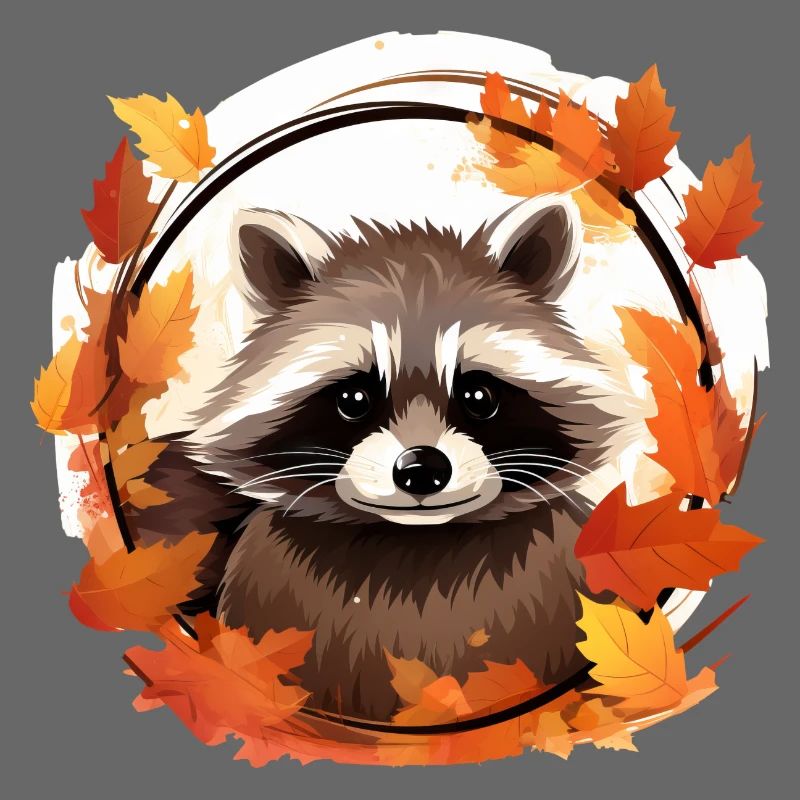 Herbstlicher Waschbär: Zwischen den Blättern