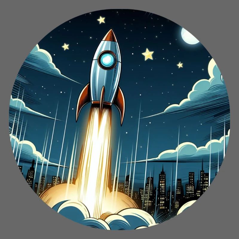 Une fusée de dessin animé est lancée dans l’espace