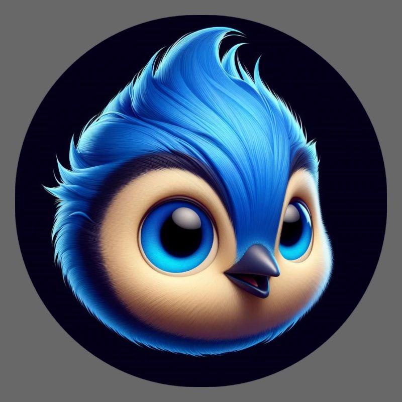 Comic Bird Blue Blue