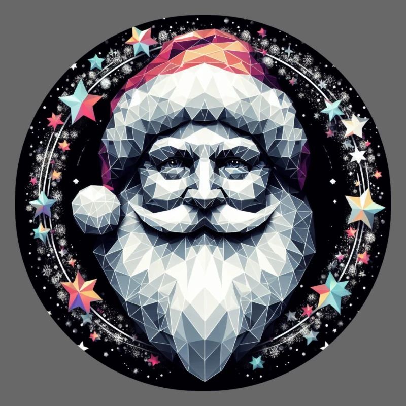 Weihnachtsmann Kopf in Kranz hell