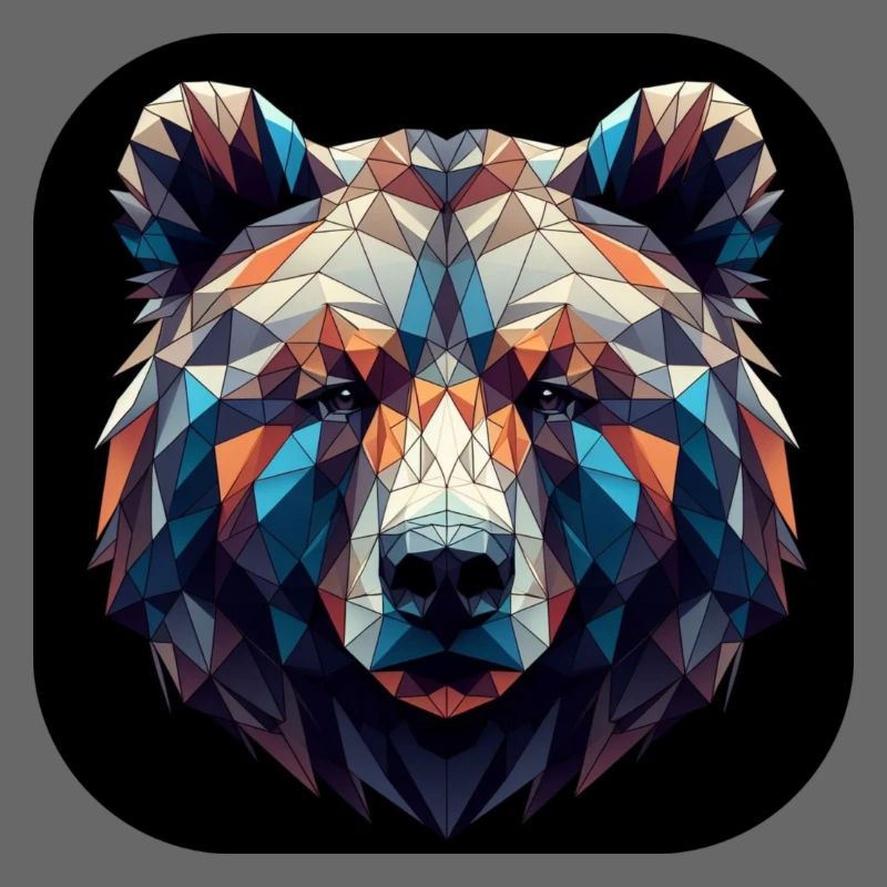 Bear Head Polygon Multicolored