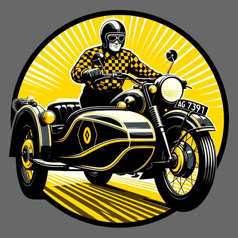 Sidecar driver in the sun