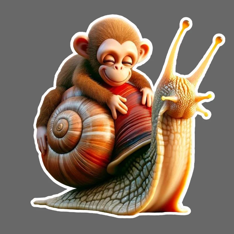 Singe sur l’escargot : amitié joueuse