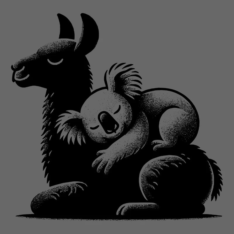 Koala endormi sur un lama endormi