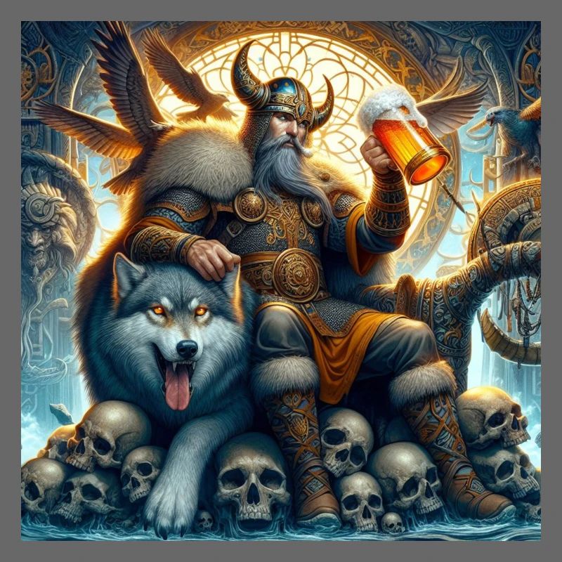 Wikinger mit Wolf
