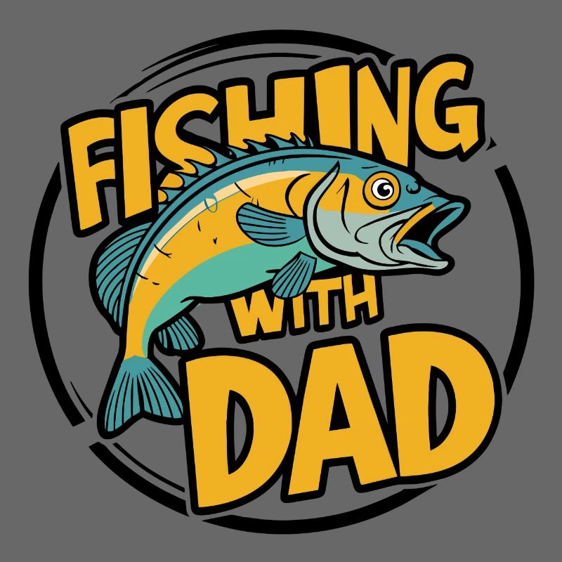 Pêche avec papa avec un design de poisson coloré