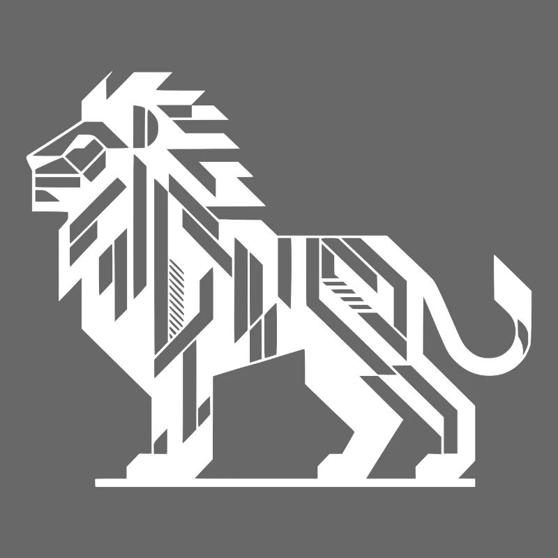 Geometric lion with elegant mane