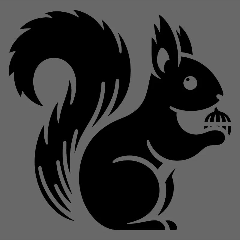 Minimalistische Eichhörnchen Silhouette mit Nuss