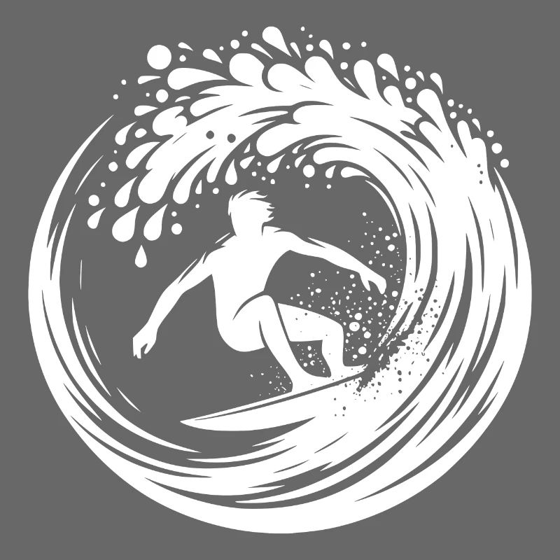 Surfeur élégant surfant dans une grosse vague