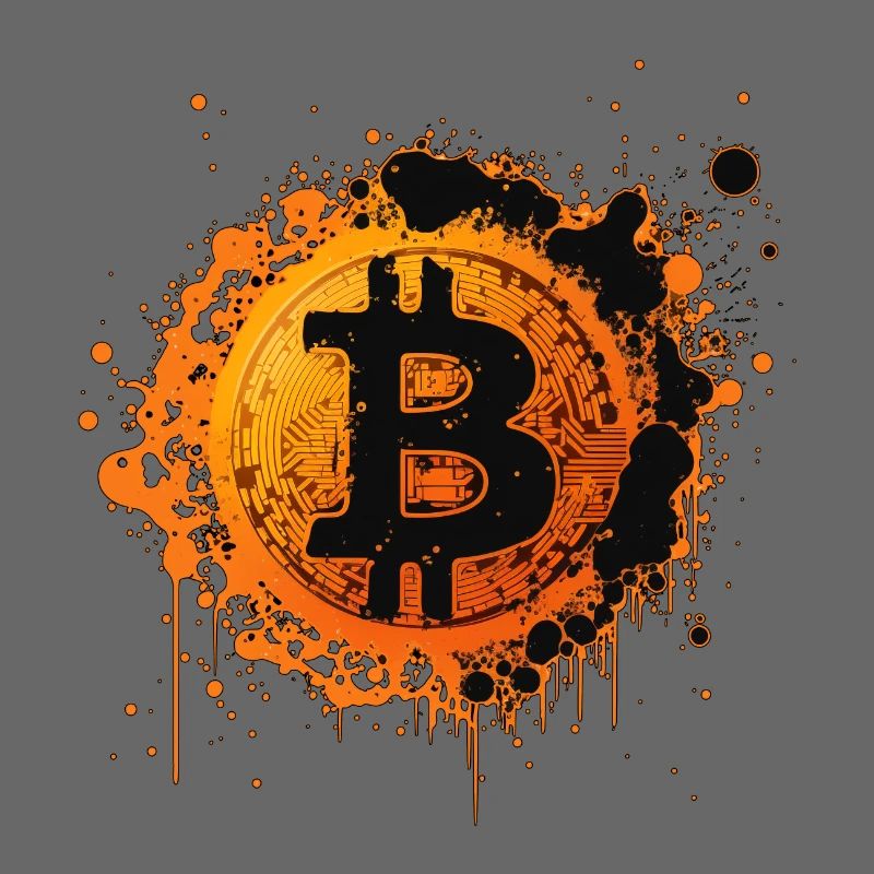 Éclaboussures de Bitcoin Graffiti Orange