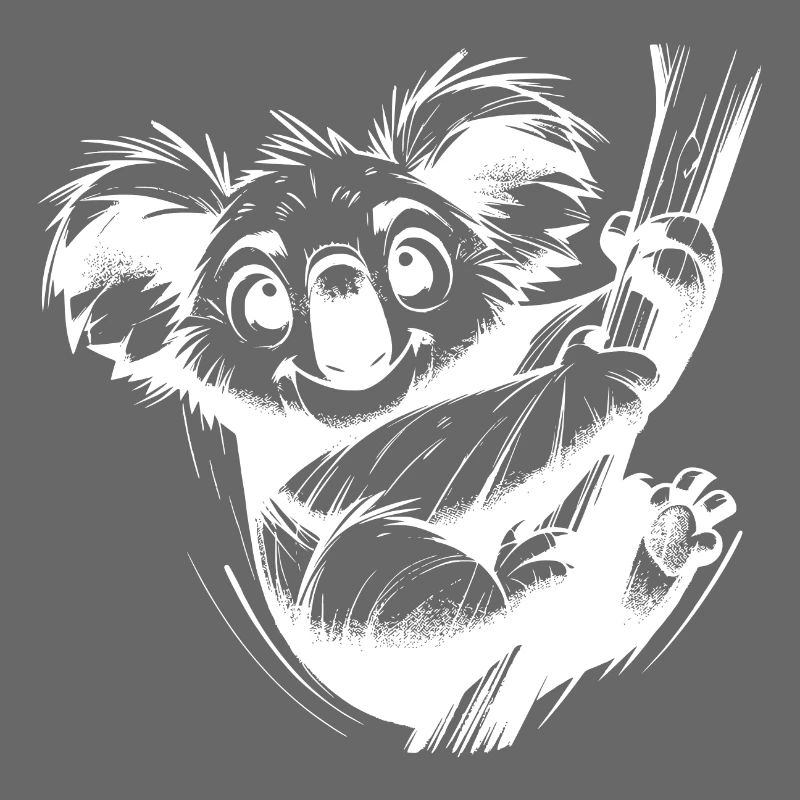 Australia Pencil Drawing Koala on Tree Branch