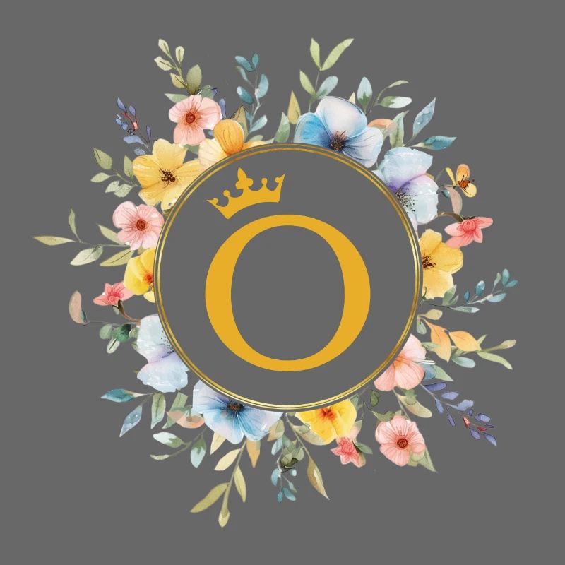 o monogramme, cercle de fleurs, personnalisable