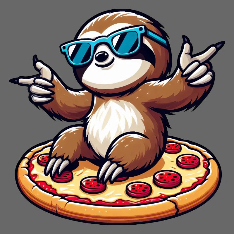 Cool sloth dancing with pizza for pizza lovers