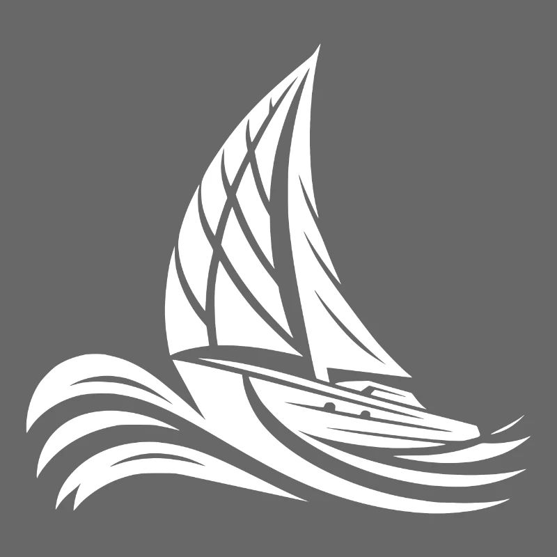 Sailboat on course in big waves