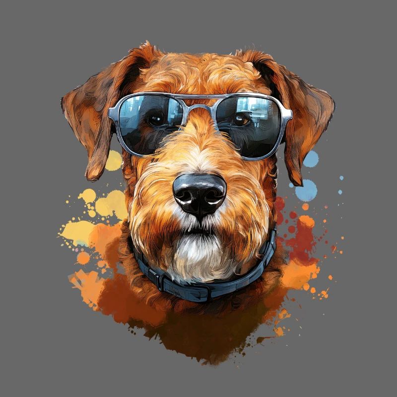 Airedale Terrier avec lunettes de soleil