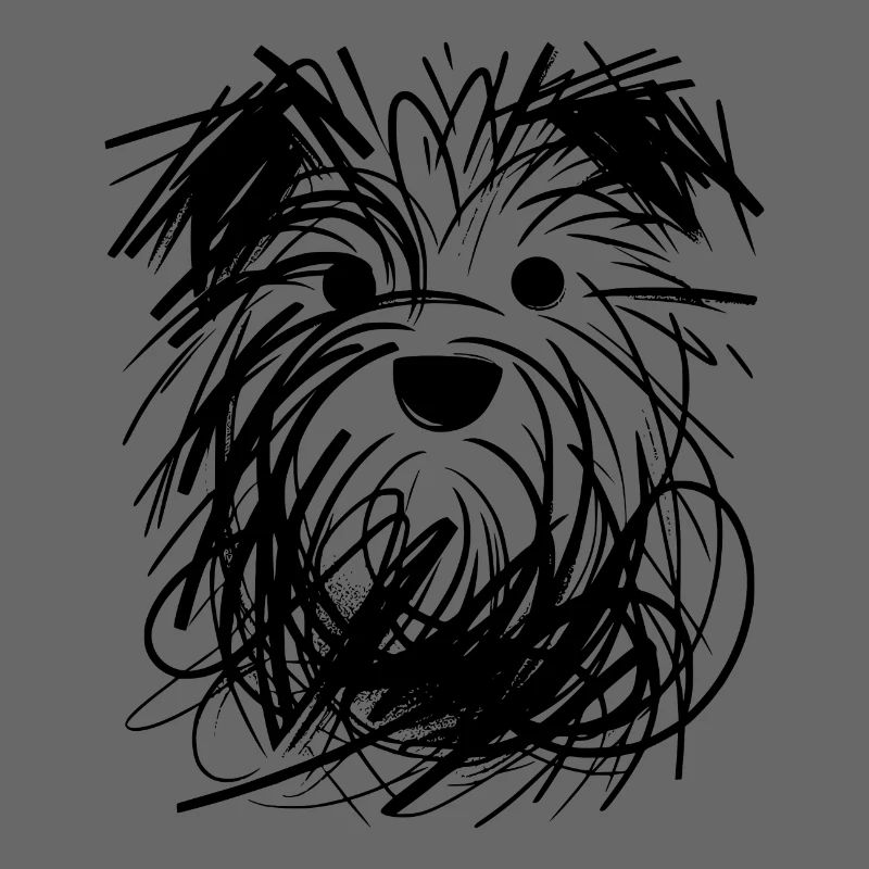 Creative Dog Portrait with Chaotic Lines