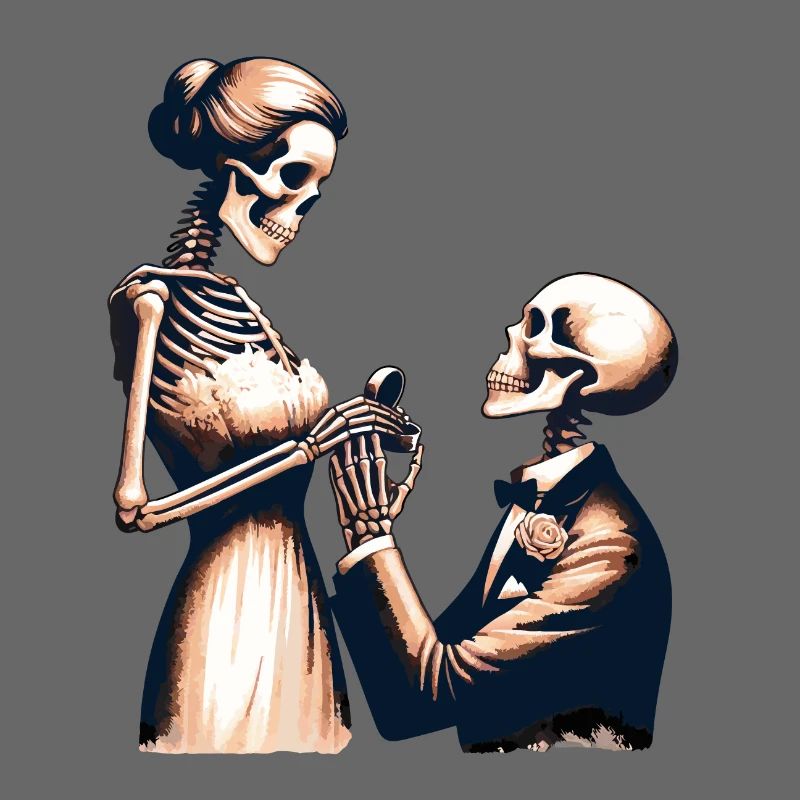 Conception de parodie de squelette de mariage