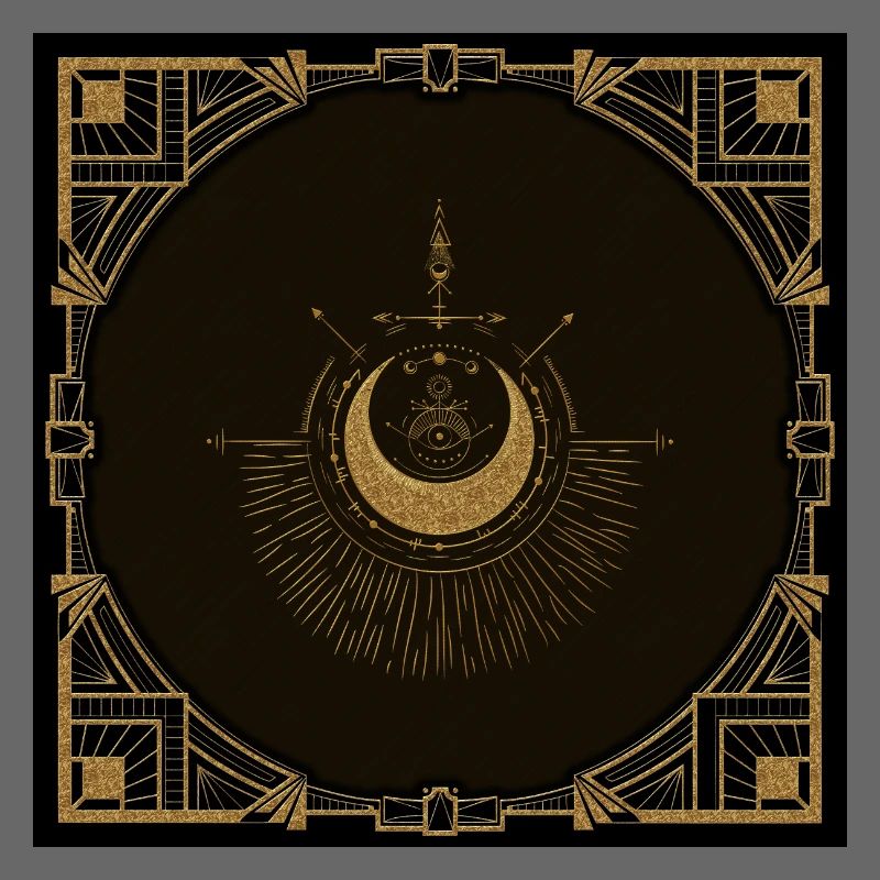 Harmonie des éléments : lune, or et géométrie.