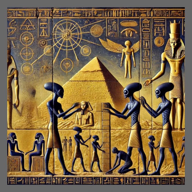 Extraterrestres bleus parmi les Pyramides
