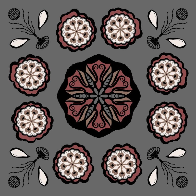 Dunkles Blütenmandala Muster
