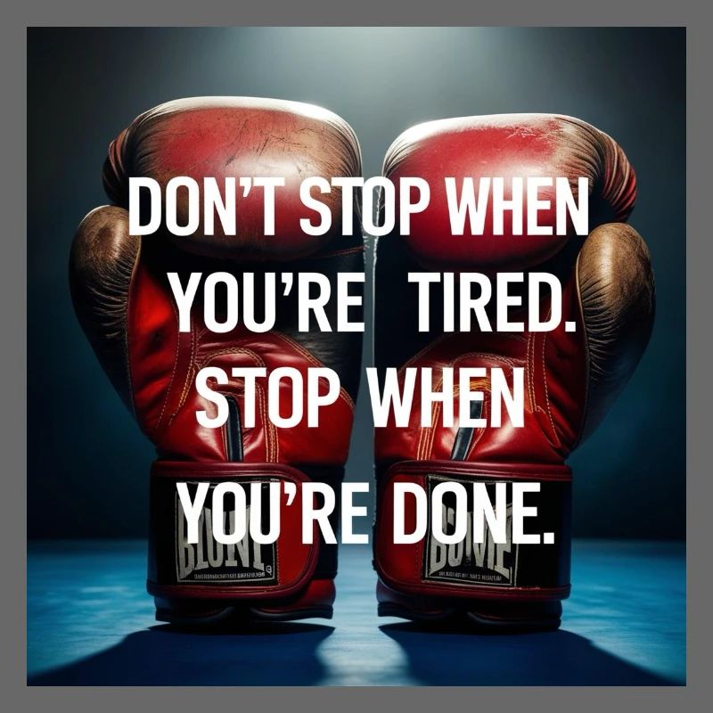 Citation de persévérance sur les gants de boxe