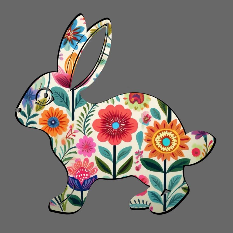 Silhouette fleurie de lapin de Pâques - Boho Chic