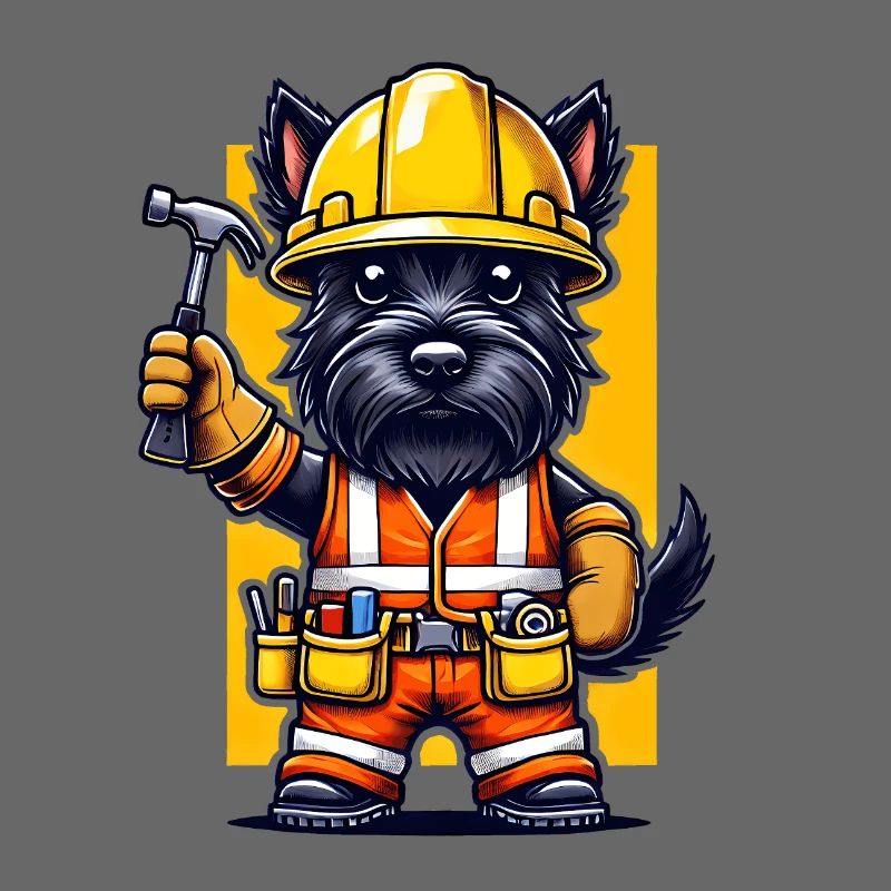 Scottish Terrier Bauarbeiter