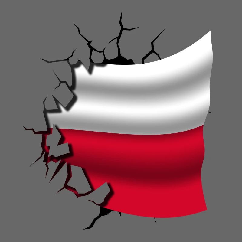 Drapeau de la Pologne - Pologne - Drapeau Broken Design
