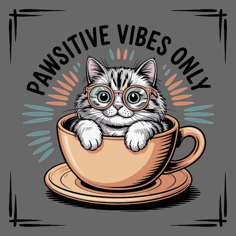 Pawsitive Vibes Only – Chat dans une tasse