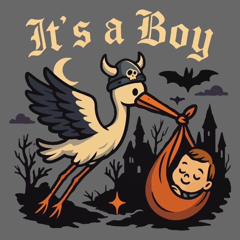 Gothic-Storch mit Baby – „It’s a Boy“