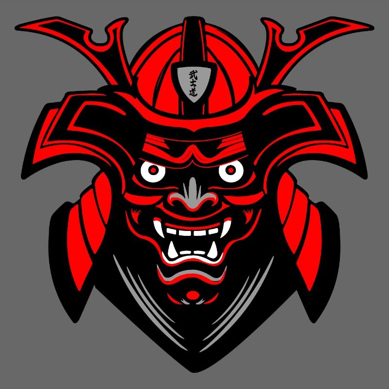 Menpō Mask – Red Black Samurai Style