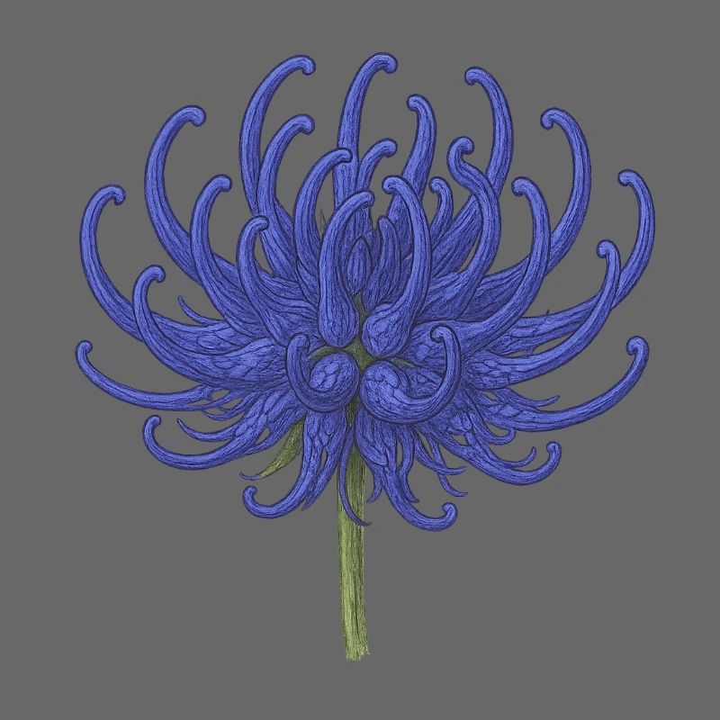 Elegante Blaue Chrysantheme Illustration