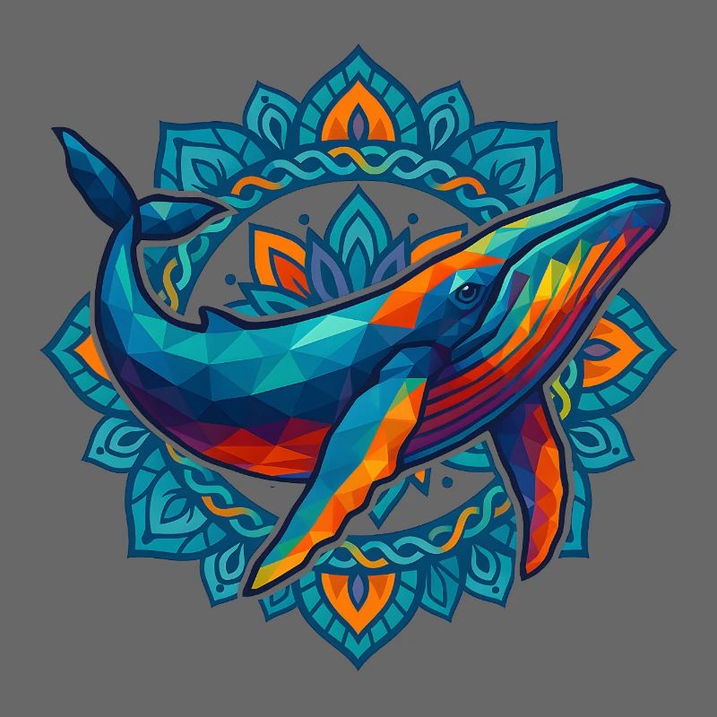WPAP polygone Style animaux baleine fleurs couronne