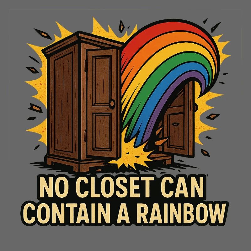 Rainbow Escape from Closet Illustration