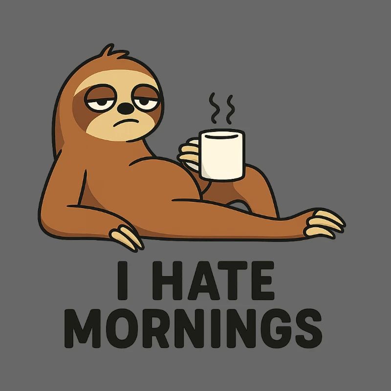 Faultier mit Kaffeetasse