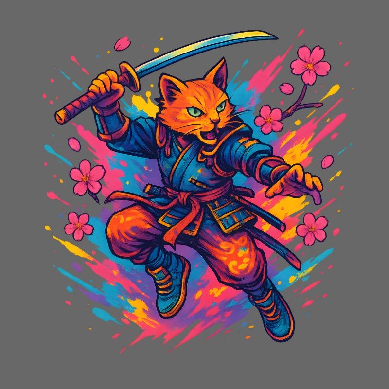 Guerrier chat de style samouraï