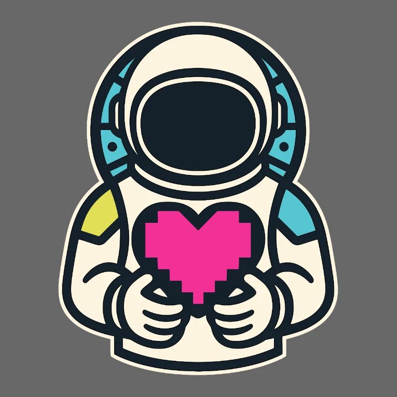 Astronaut mit Pixelherz