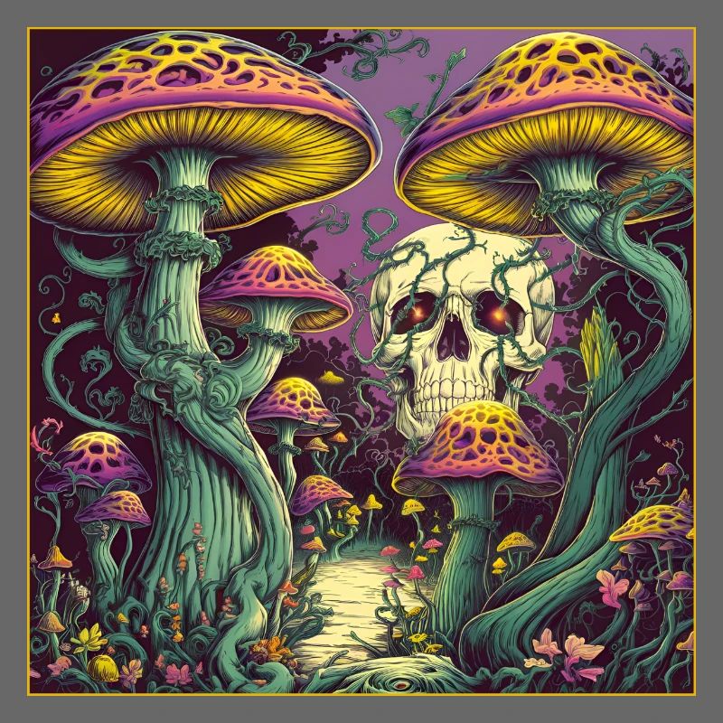 Conception de crâne de forêt de champignons