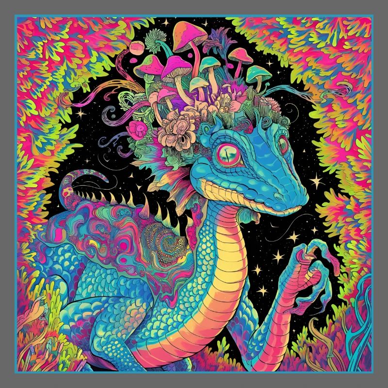 Psychedelischer Walddrache Illustration