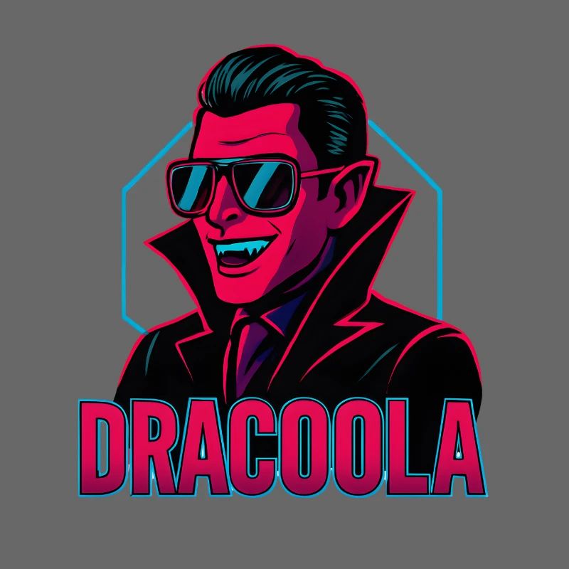 Dracula Dracoola Neon Retro Illustration