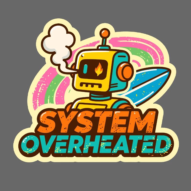 Retro Robot Surfkunst Design