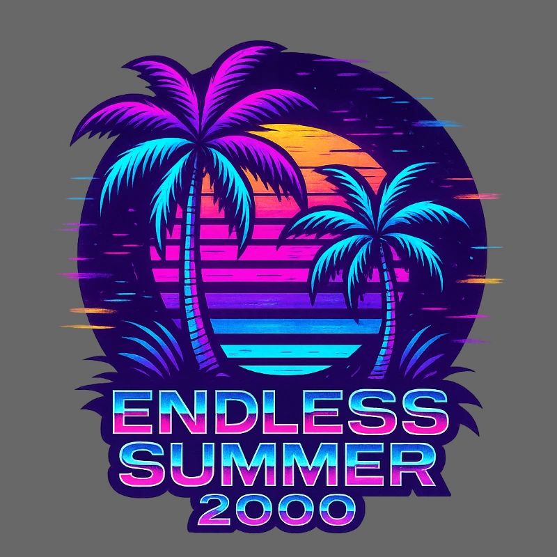 Neon Sunset Palm Trees Design