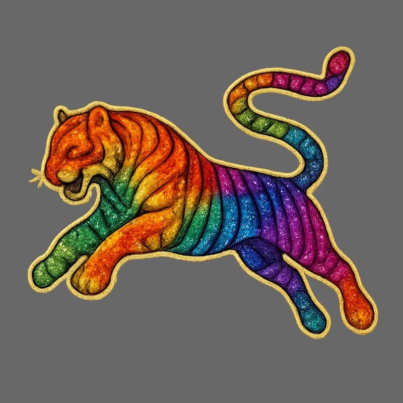 Regenbogen Tiger Patch Design