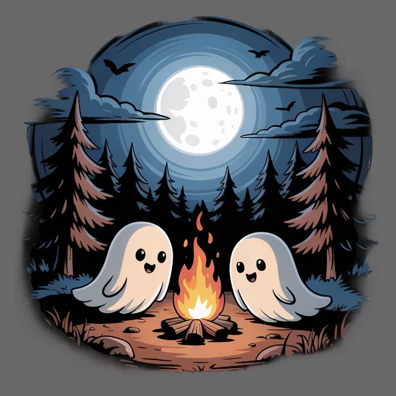 Boo Camper Hiker Ghost Bonfire Halloween Camping