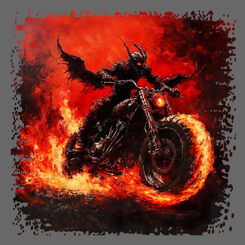Demonic motorcyclist on fire