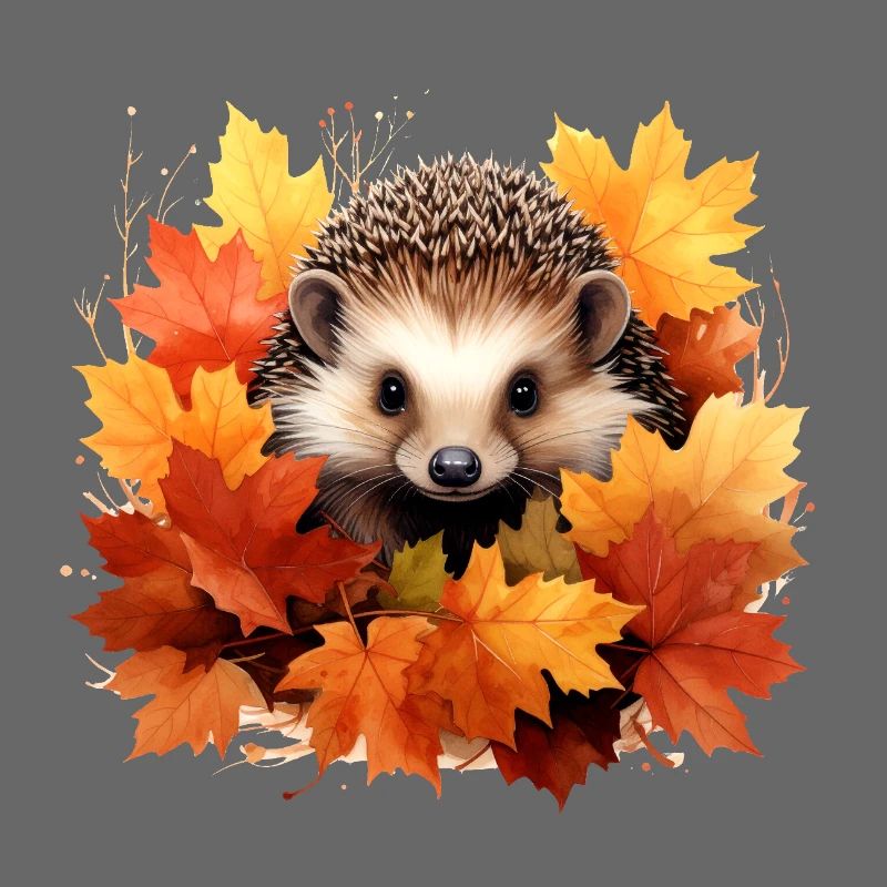 Herbstlicher Igel im Laub