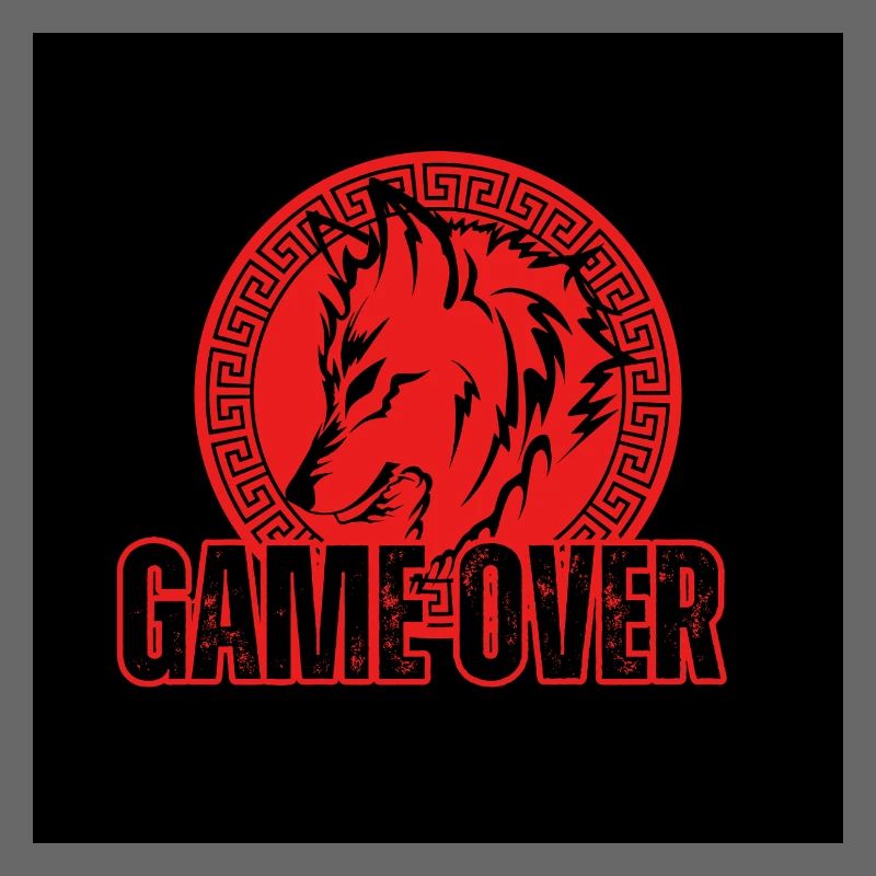 Aggressiver Roter Wolf "Game Over"
