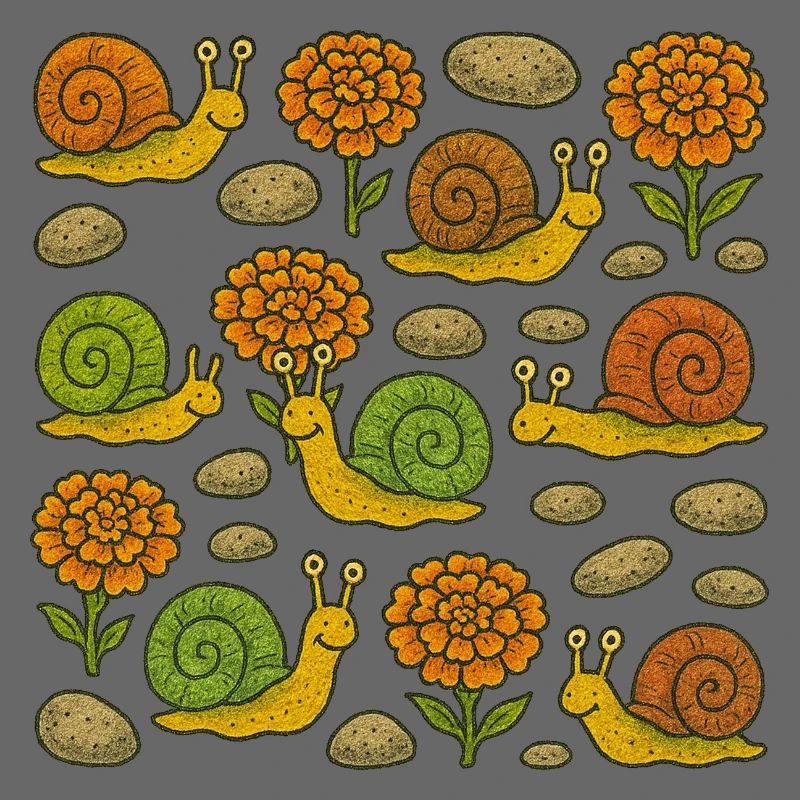 Sunny Snails Garden Pattern